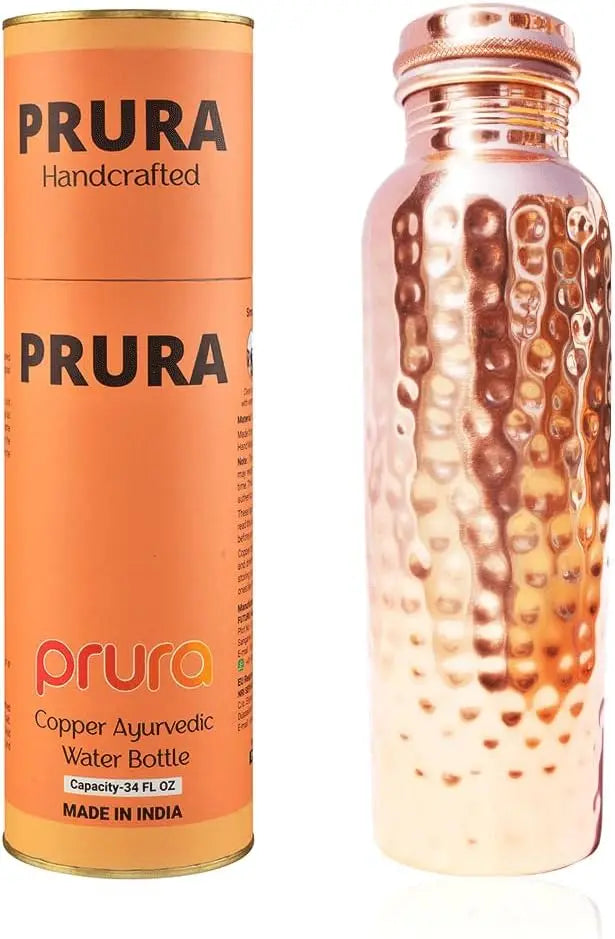 Hammered Copper Water Bottle Pure Copper Vessel Ayurvedic Leak Proof