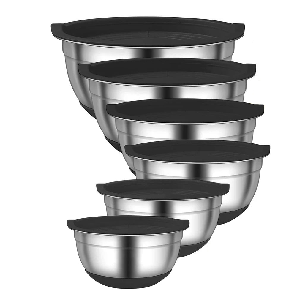 LMETJMA Stainless Steel Mixing Bowls With Durable Silicone Bases
