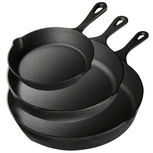 AEDG Cast Iron Skillet Set Preseasoned Heavy Duty Pans Oven