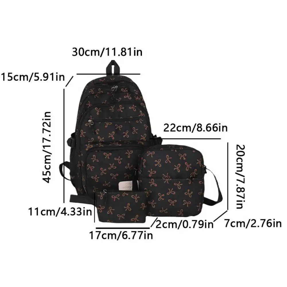 Bow Print Backpack Set With Crossbody Bag For Kids UltraDurablePremiumQualityMaterialConstruction