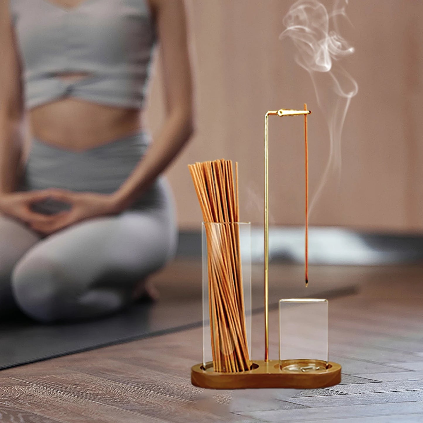 Two In One Glass Ash Catcher Incense Holder Sticks Organizer