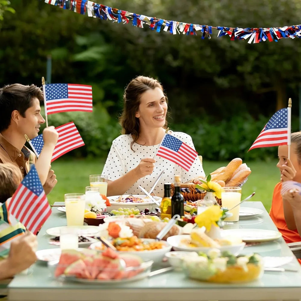 30 Pcs Small American Flags On Sticks For Independence Day Decor