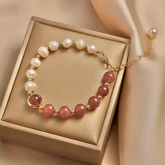 Natural Freshwater Pearl Beaded Bracelet Cuff Bangles For Women