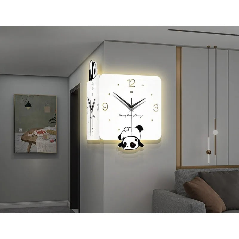 Double-Sided Corner Wall Clock For Living Room Modern Silent Design
