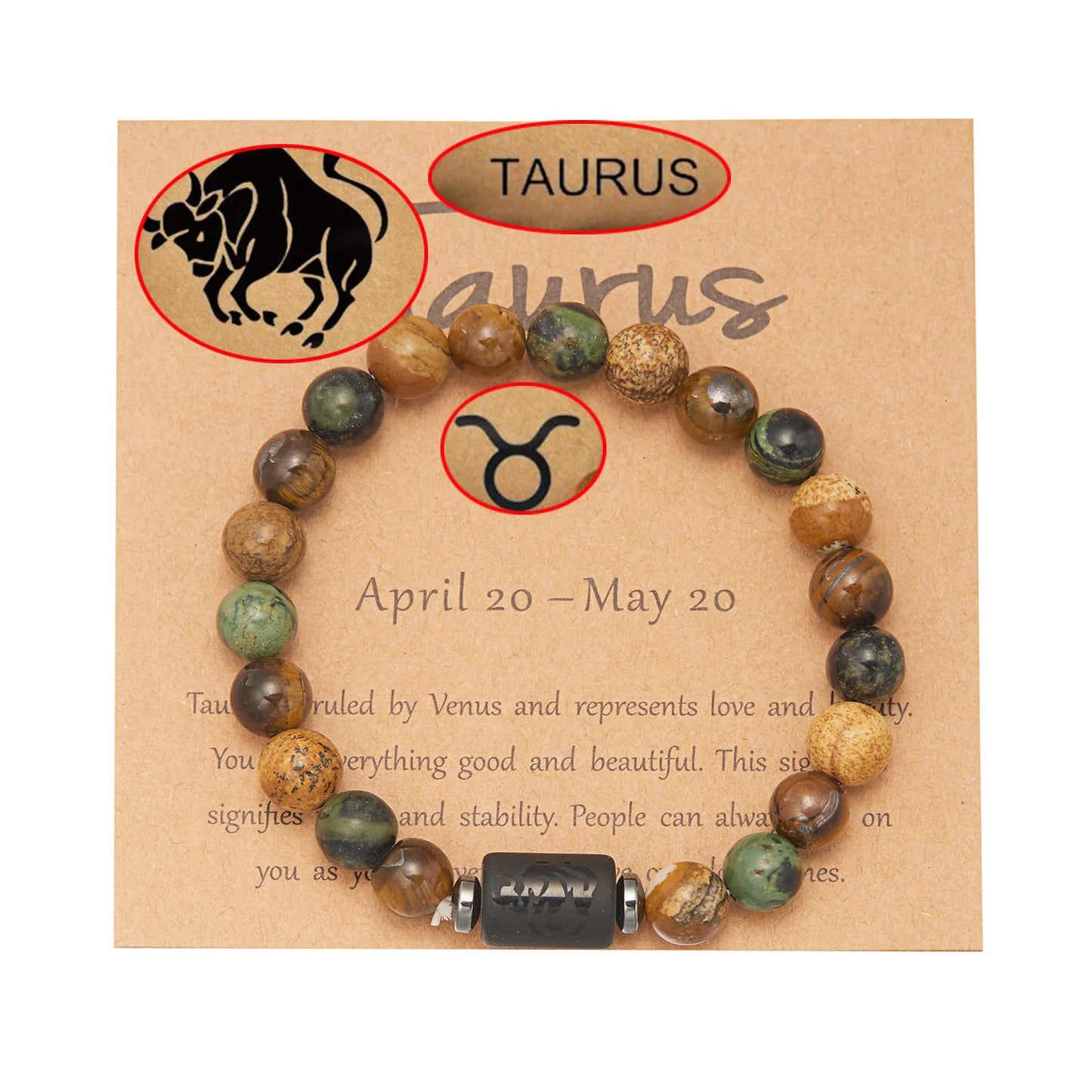 Lucky 12 Constellation Tiger Eye Bracelet Unisex Zodiac