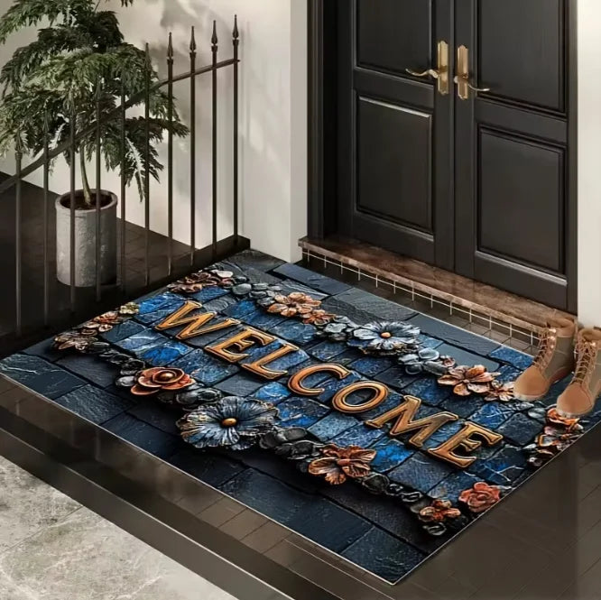 Welcome Flannel Bottom Carpet For Living Room Entryway Mat