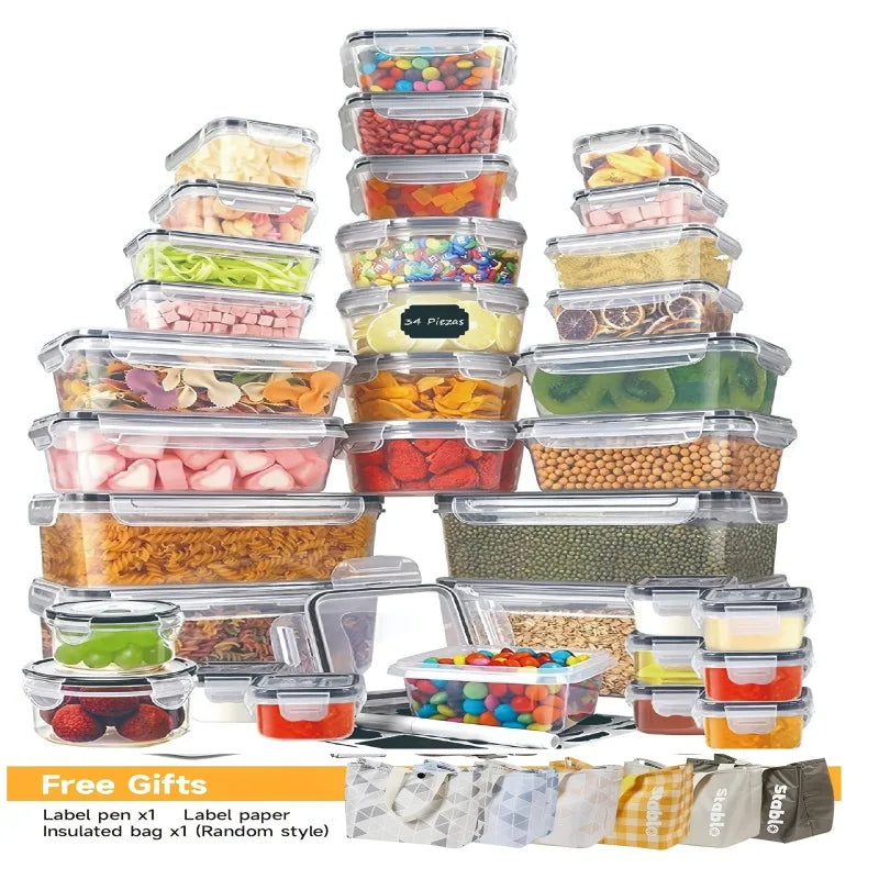 48Pcs BPA-Free Food Storage Set - 24 Airtight Containers & Lids with Labels for Pantry, Travel, Kitchen Organization