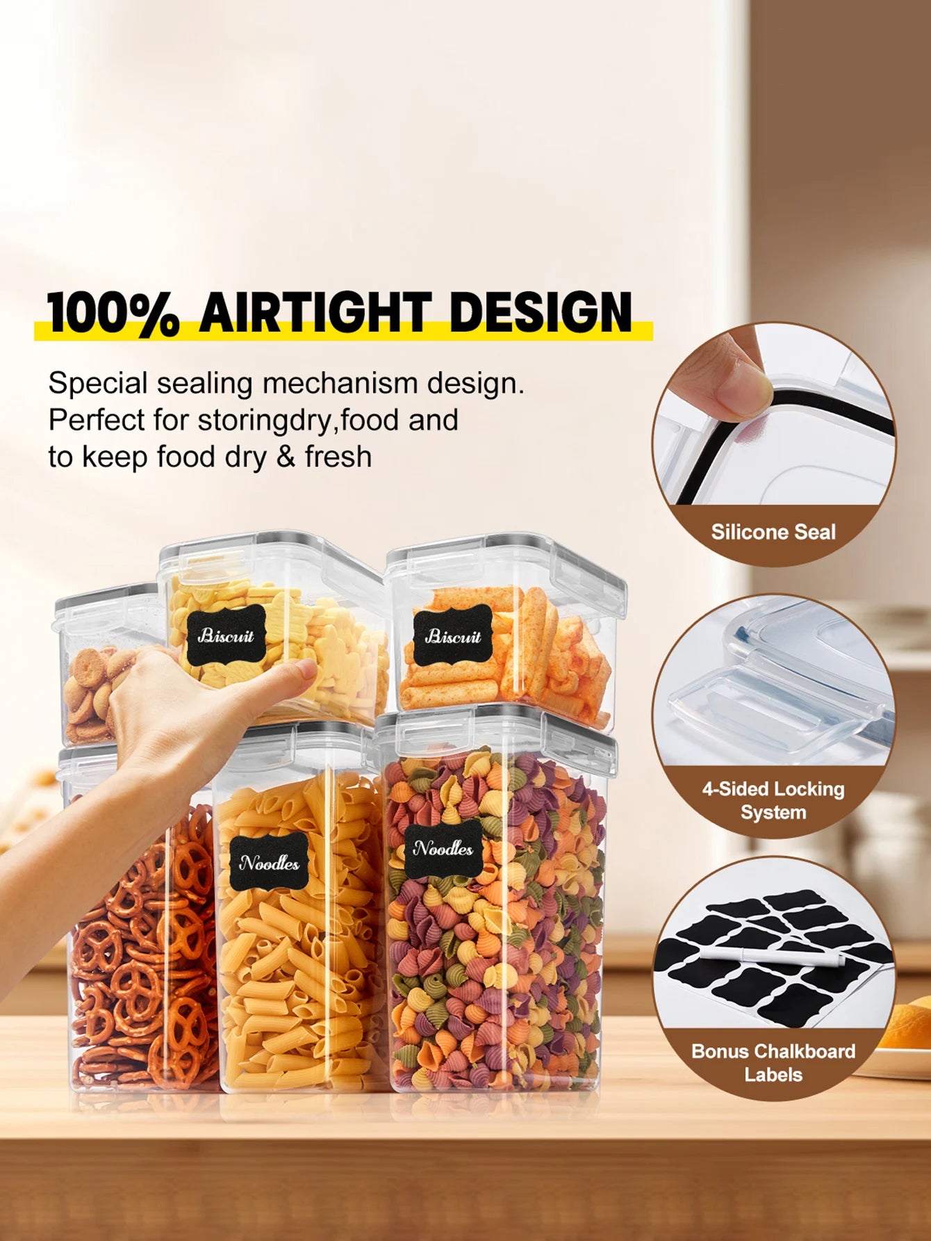24 Piece Sealed Food Storage Containers With Lids For Grains Rice Pasta Nuts