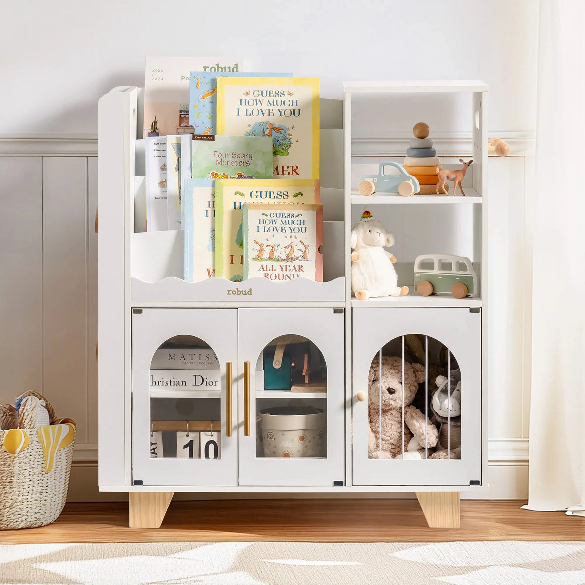 Robud Kids Wooden Bookshelf With Toy And Book Storage