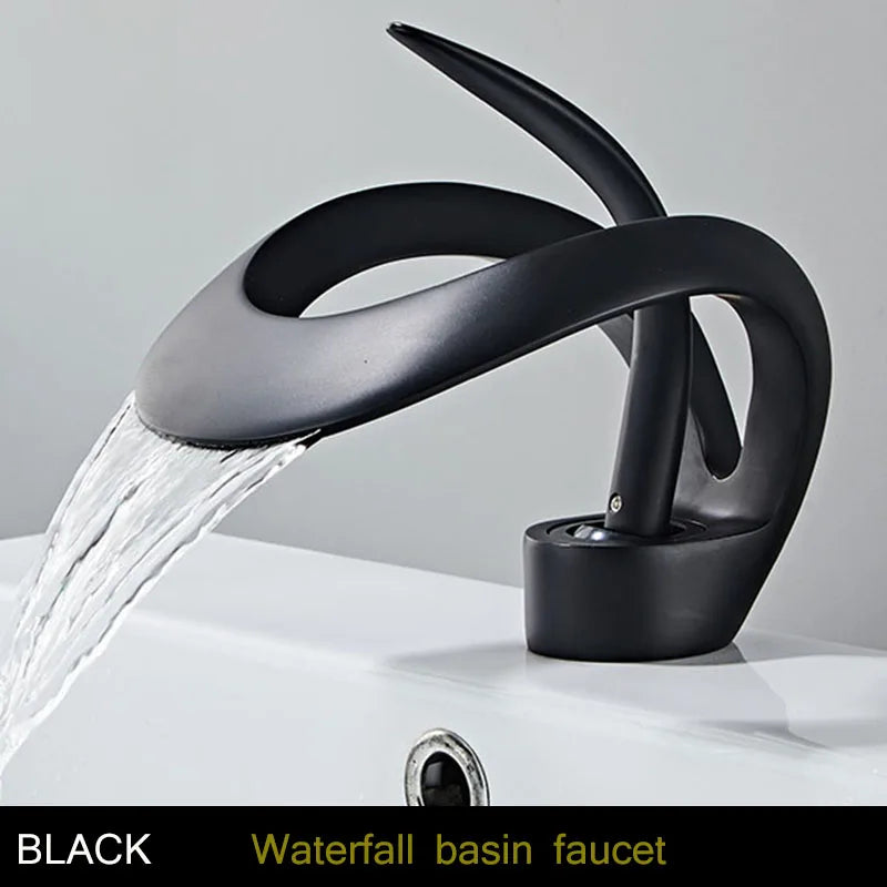 Bakala Waterfall Basin Faucet Deck Mounted Hot And Cold Brass