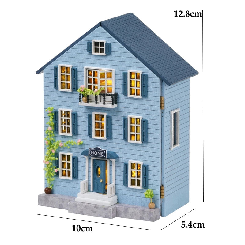 Diy Mini Wooden Dollhouse With Furniture Light Pink Princess Villa Kit