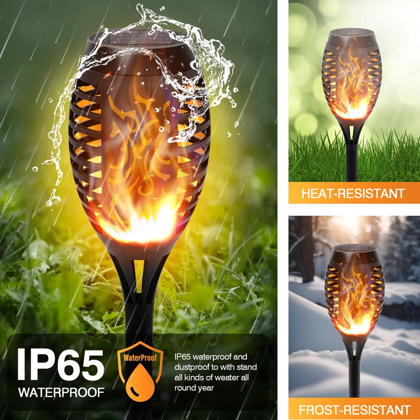 Solar Torch Lights with Flickering Flame for Outdoor Garden Decor
