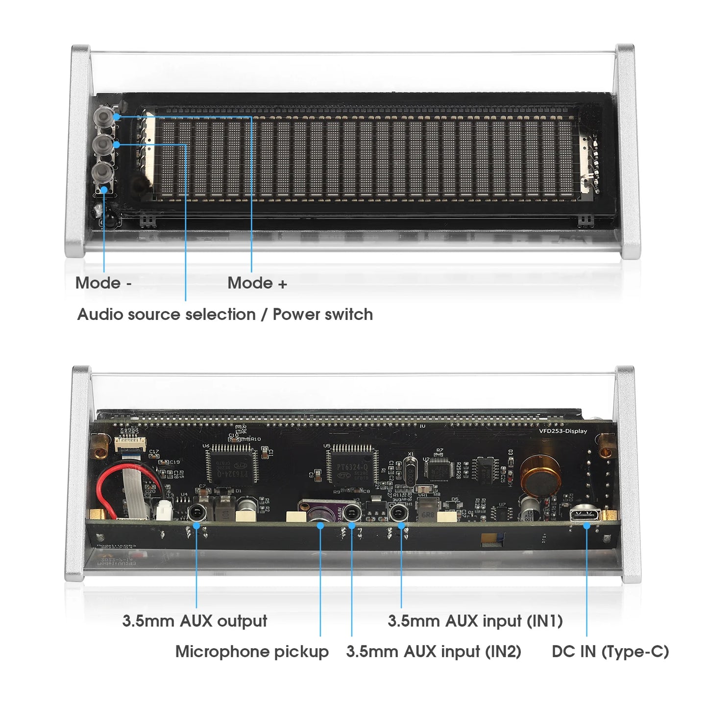 Douk Audio VFD253 Bluetooth 5.0 Clock Spectrum Display And Switcher