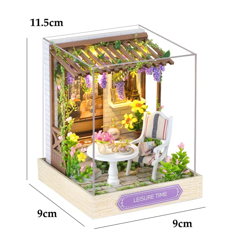 DIY Wooden Mini Seaside Villa Dollhouse Kit With Furniture