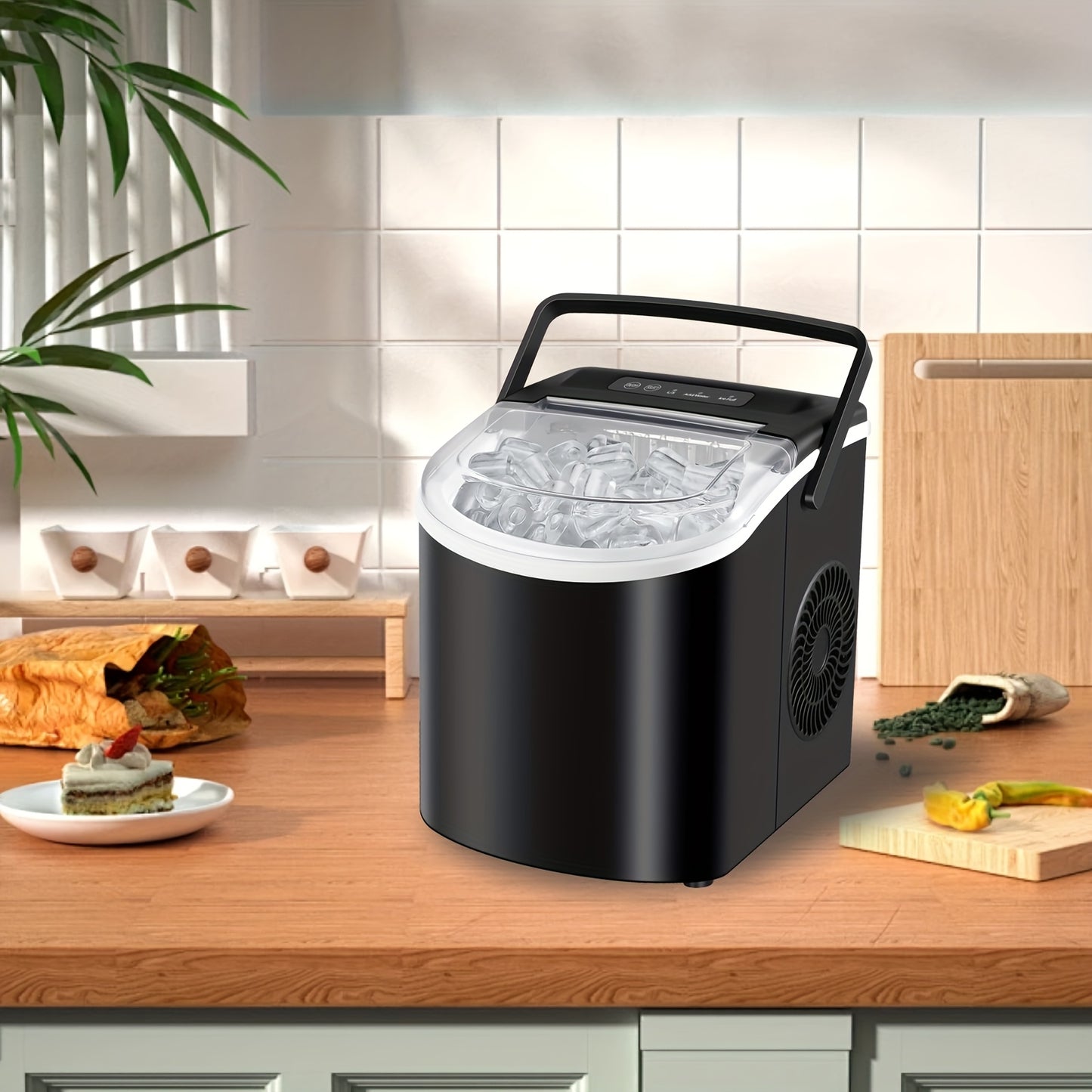 Countertop Ice Maker With Handle 26 Pounds Per Day Portable